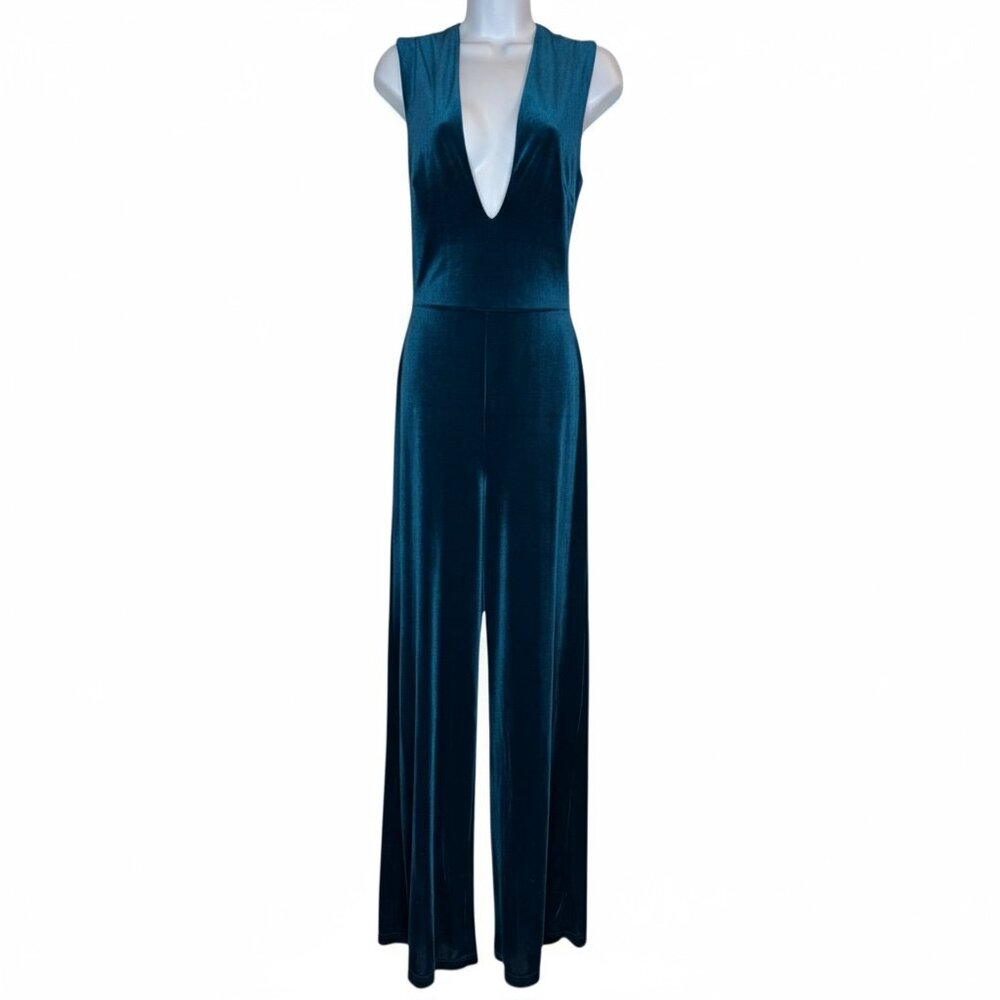 Lulus Teal Velvet Jumpsuit / Romper – Size S - Picture 3 of 7